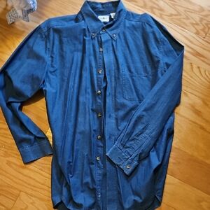 L.L. Bean Blue Casual Button Down Shirt Relaxed Fit